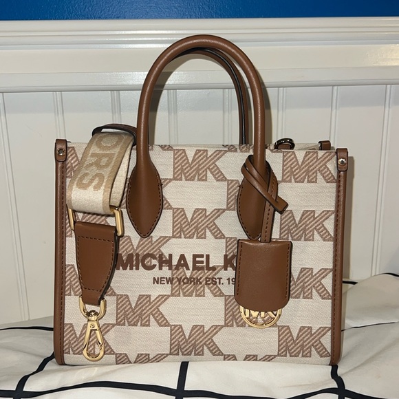 Michael Kors Small Mirealla Jacquard Crossbody Tote - Picture 1 of 7